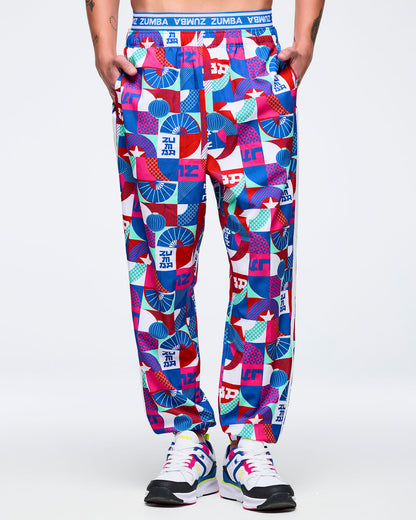 Blue/Red # Eastern Flavor Double Waisted Slouch Woven Pants