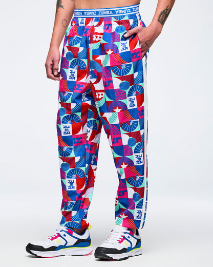 Blue/Red # Eastern Flavor Double Waisted Slouch Woven Pants