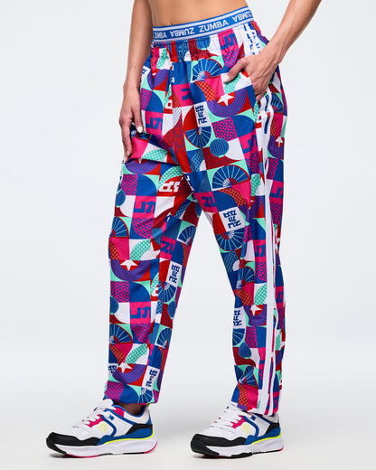 Blue/Red # Eastern Flavor Double Waisted Slouch Woven Pants