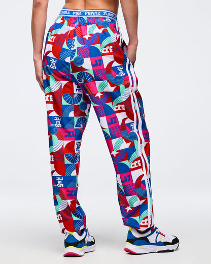 Blue/Red # Eastern Flavor Double Waisted Slouch Woven Pants
