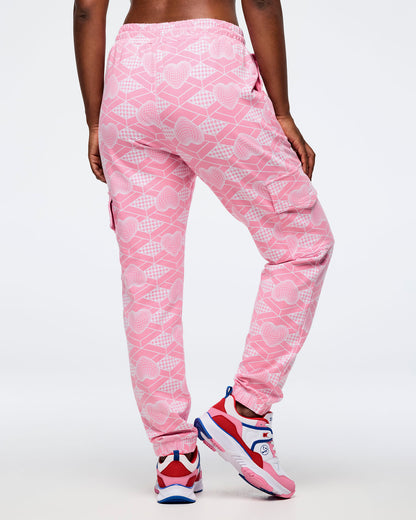 Pink/White # Zumba Amour High Waisted Knit Cargo Pants