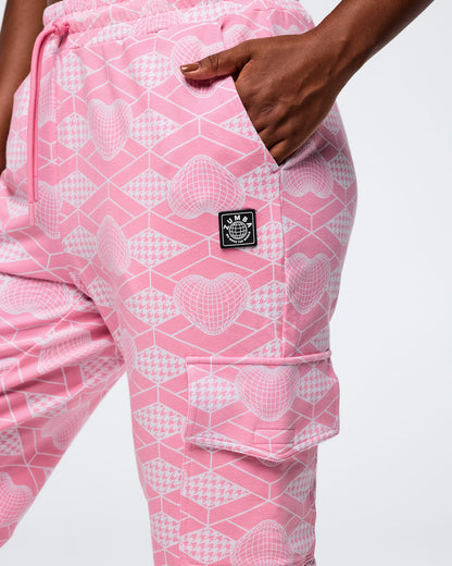 Pink/White # Zumba Amour High Waisted Knit Cargo Pants