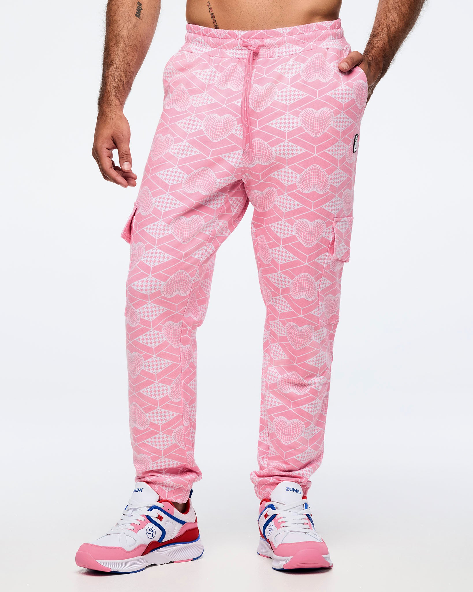 Pink/White # Zumba Amour High Waisted Knit Cargo Pants