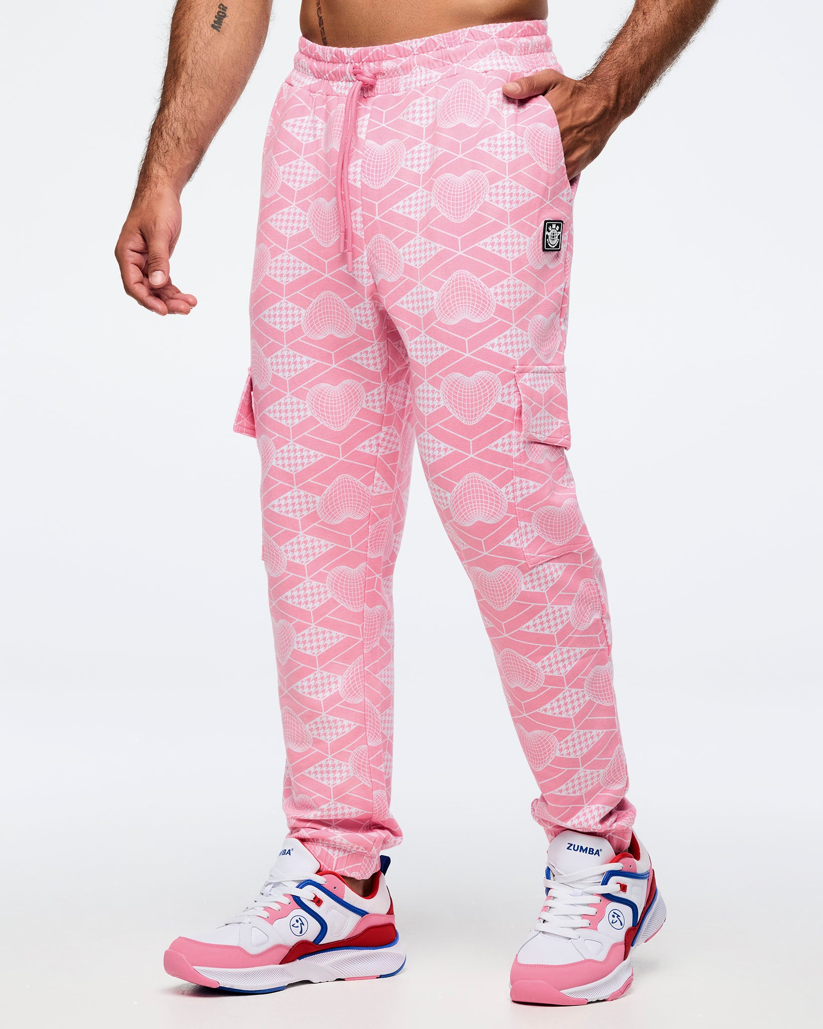 Pink/White # Zumba Amour High Waisted Knit Cargo Pants