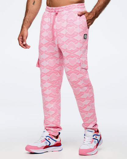 Pink/White # Zumba Amour High Waisted Knit Cargo Pants