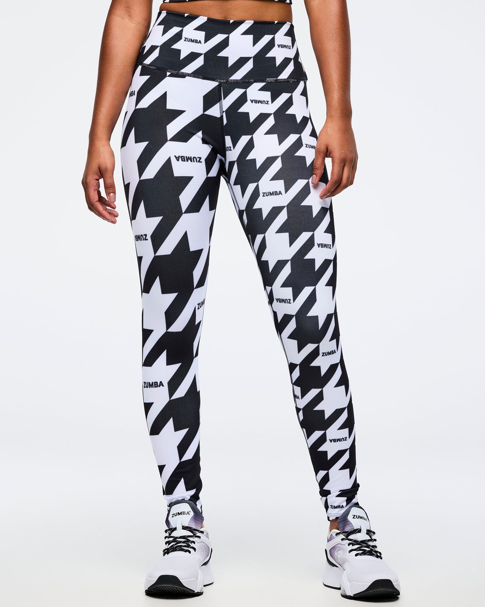 Black/White # Zumba Amour Z-Lift High Waisted Ankle Leggings