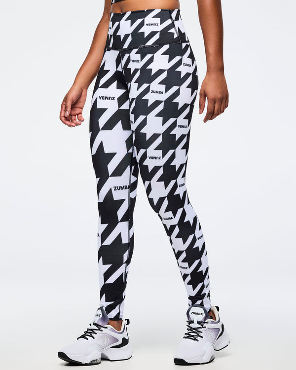Black/White # Zumba Amour Z-Lift High Waisted Ankle Leggings