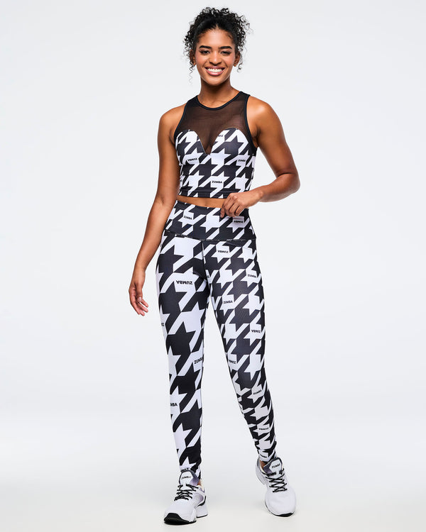 Black/White # Zumba Amour Z-Lift High Waisted Ankle Leggings