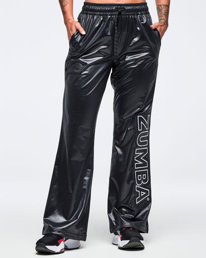 Bold Black # Eastern Flavor Wide Leg Track Pants