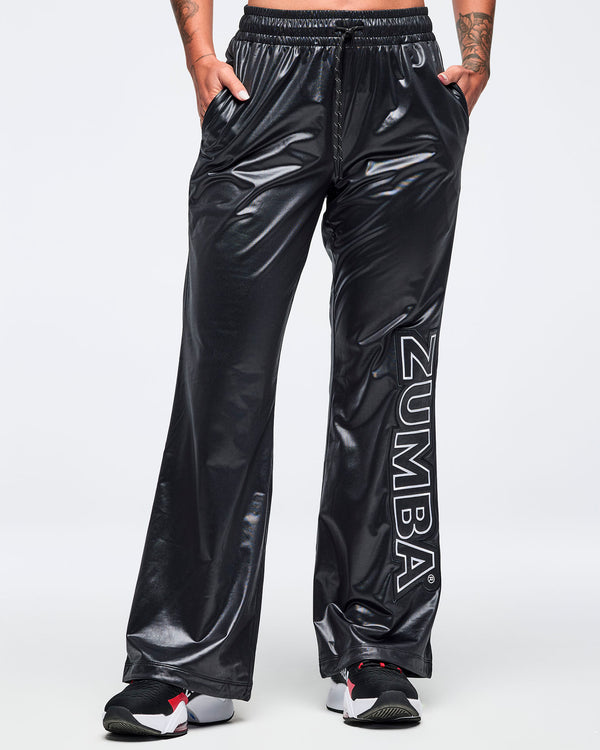Bold Black # Eastern Flavor Wide Leg Track Pants