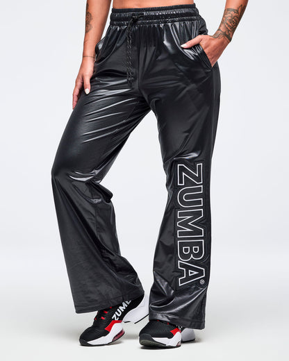 Bold Black # Eastern Flavor Wide Leg Track Pants