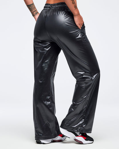 Bold Black # Eastern Flavor Wide Leg Track Pants
