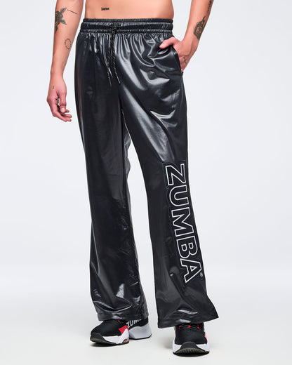 Bold Black # Eastern Flavor Wide Leg Track Pants