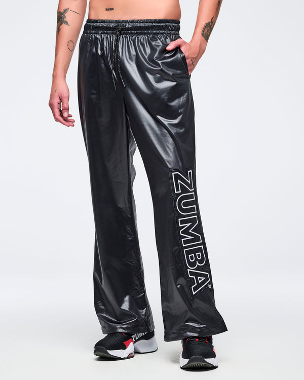 Bold Black # Eastern Flavor Wide Leg Track Pants