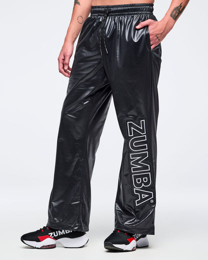 Bold Black # Eastern Flavor Wide Leg Track Pants