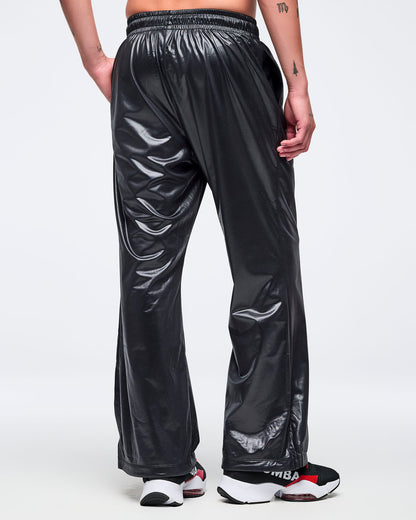 Bold Black # Eastern Flavor Wide Leg Track Pants
