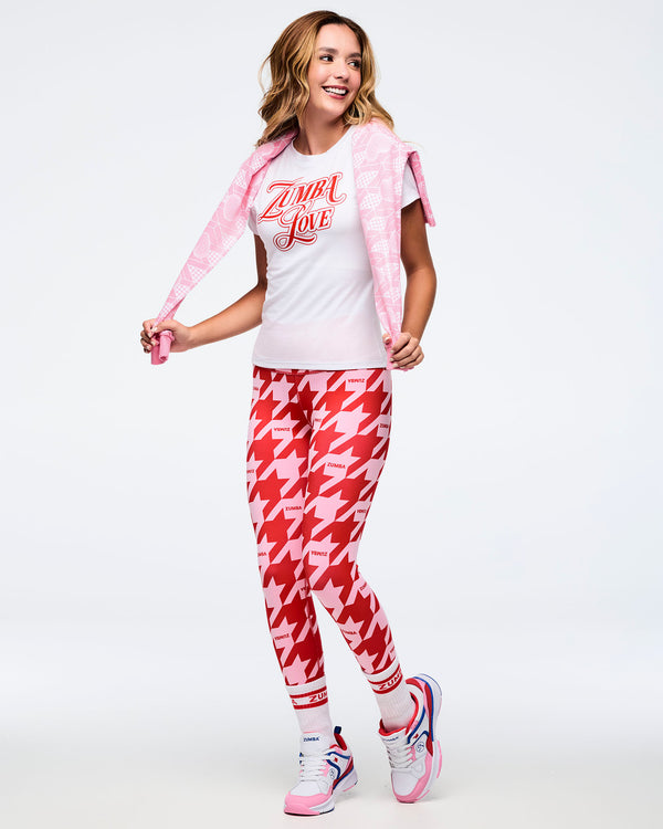 Red/Pink # Zumba Amour Z-Lift High Waisted Ankle Leggings - Red/Pink