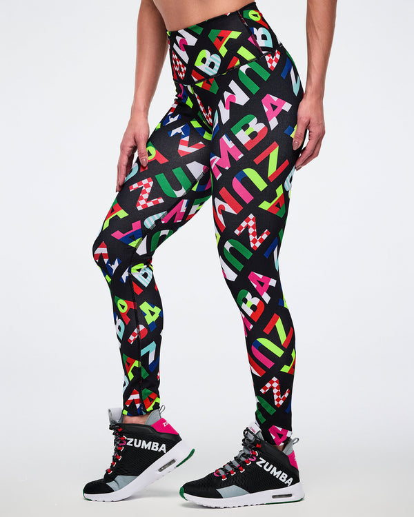Worldwide Z-Lift High Waisted Ankle Leggings - Black/Red