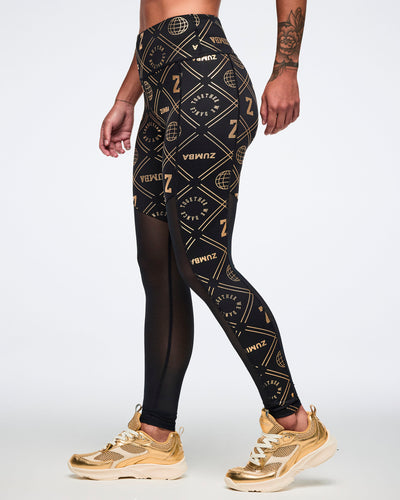 Worldwide High Waisted Ankle Leggings With Mesh Inserts
