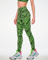 Electric Feel Z-Lift High Waisted Ankle Leggings - Green/Black