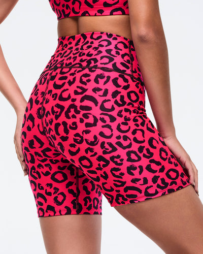 Zumba Sizzlin' High Waisted Biker Shorts - Pink/Black