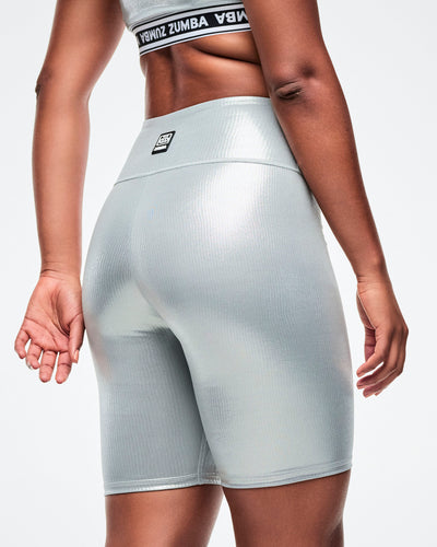 Dale-Z High Waisted Biker Shorts - Silver