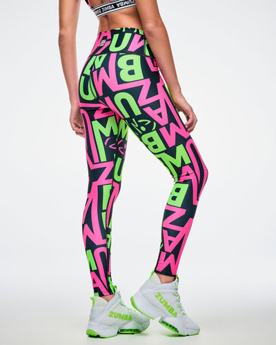 Dale-Z High Waisted Ankle Leggings - Pink/Green