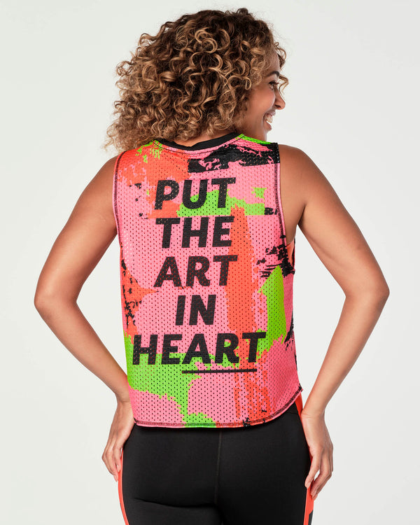 Put The Art In Heart Mesh Tank