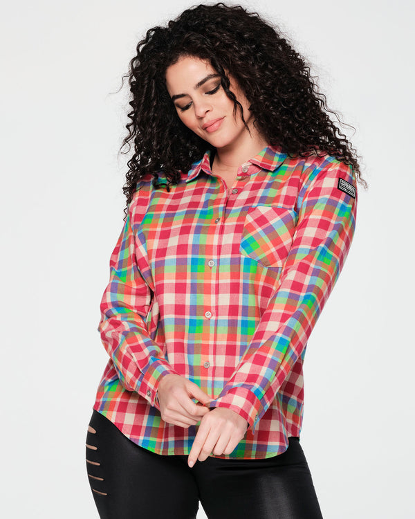 Zumba Plaid Pop Button Down