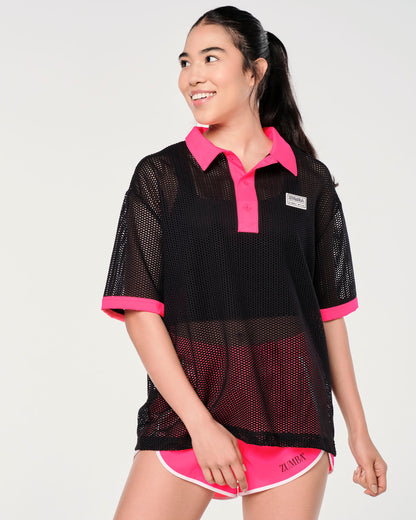 Zumba Prep Oversized Mesh Polo