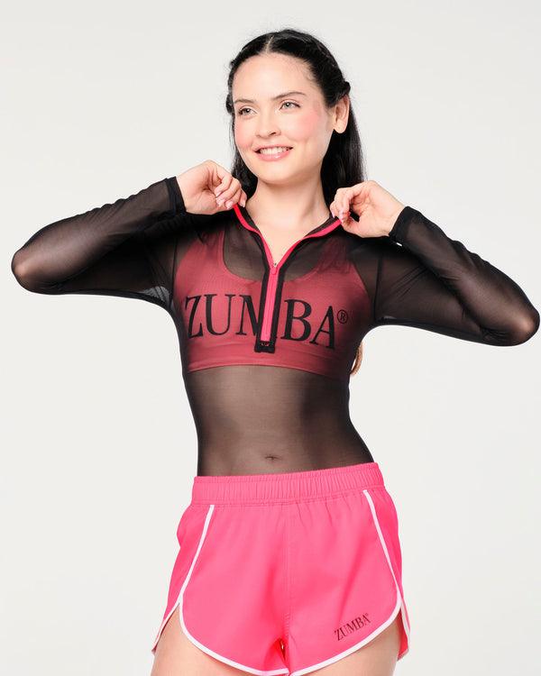 Zumba Prep Zip-Up Bodysuit - Bold Black