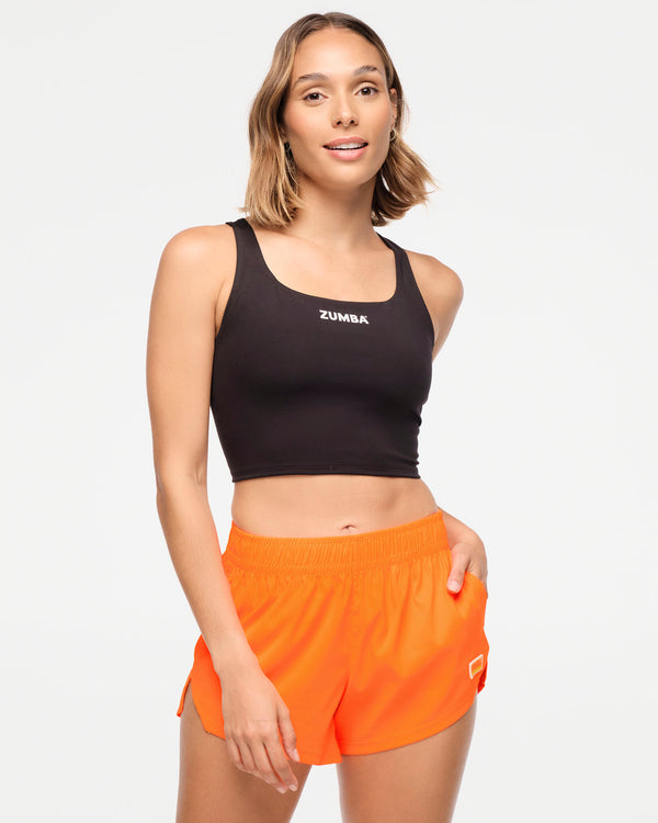 Zumba Explore Square Neck Tank Bra - Bold Black