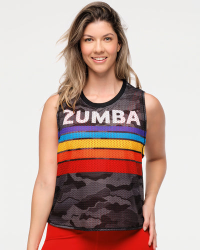 Zumba Explore Mesh Muscle Tank - Gray Expedition