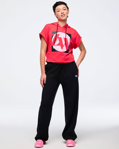 Zumba Haus Short Sleeve Crop Pullover Hoodie