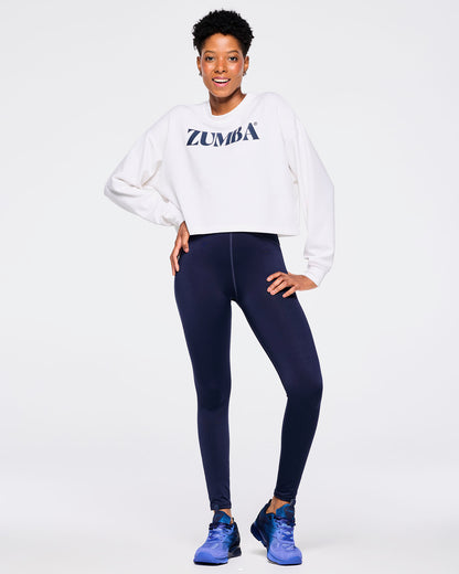 Zumba Out Loud Crew Neck Long Sleeve Oversized Crop Top