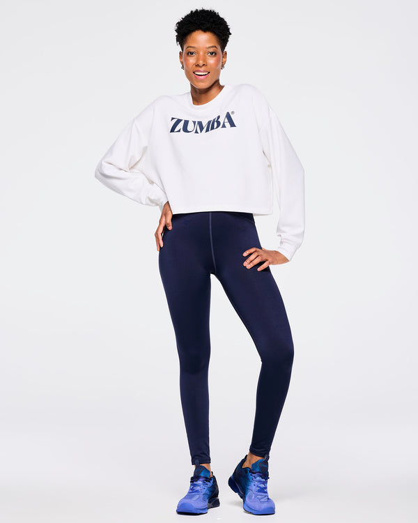 Zumba Out Loud Crew Neck Long Sleeve Oversized Crop Top