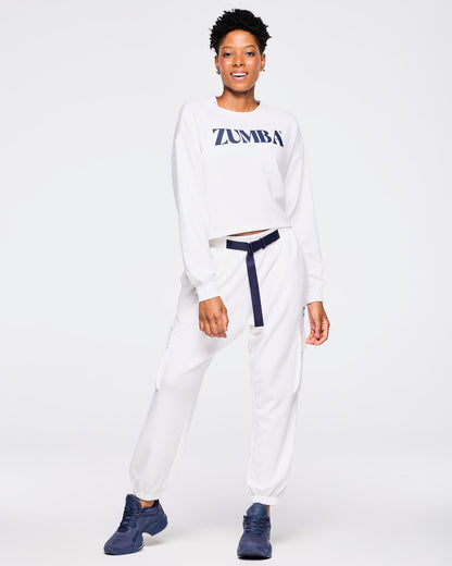 Zumba Out Loud Crew Neck Long Sleeve Oversized Crop Top