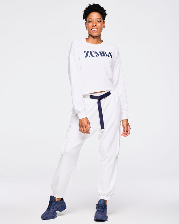 Zumba Out Loud Crew Neck Long Sleeve Oversized Crop Top