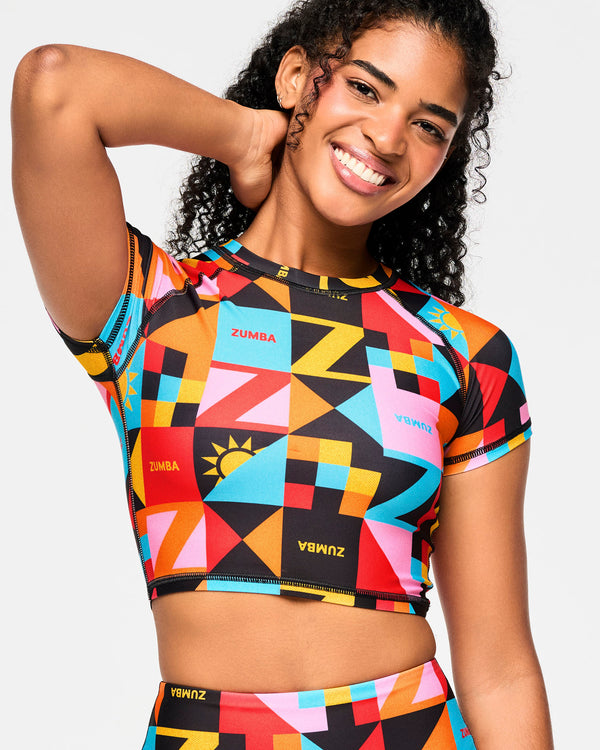 Zumba Rays Cap Sleeve Crop Top