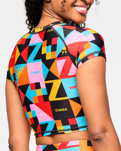 Zumba Rays Cap Sleeve Crop Top