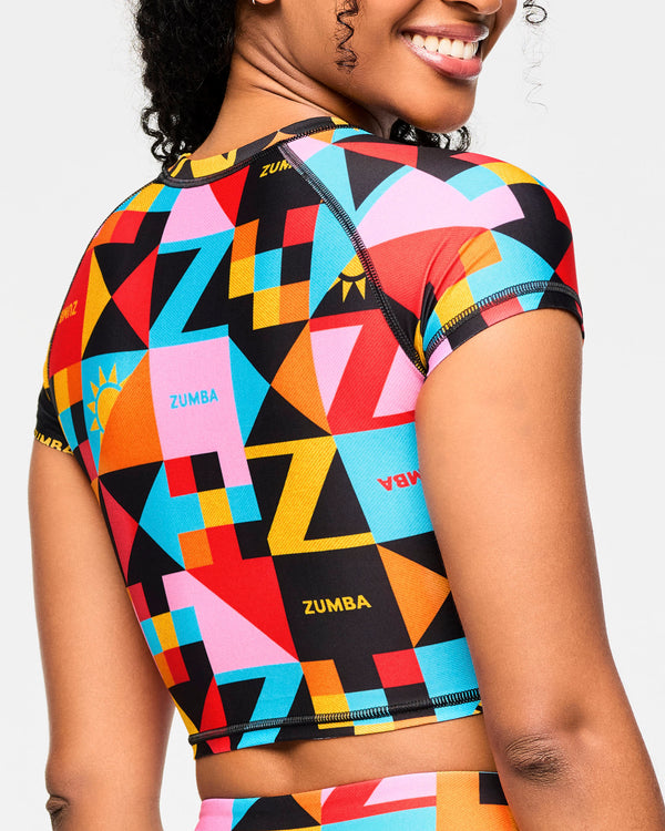 Zumba Rays Cap Sleeve Crop Top