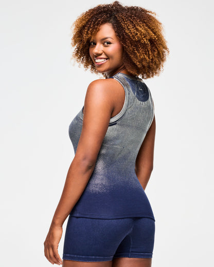 Blue Jean Fitted High Neck Tank