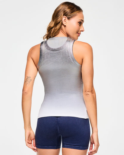 Blue Jean Fitted High Neck Tank
