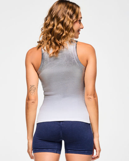 Blue Jean Fitted High Neck Tank