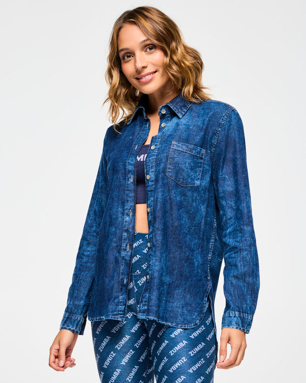 Blue Jean High Low Button Down