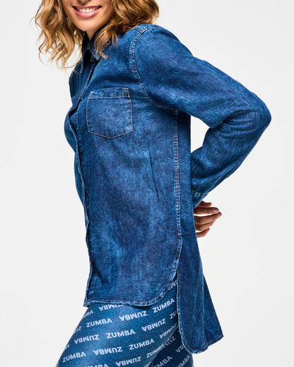 Blue Jean High Low Button Down