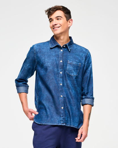 Blue Jean High Low Button Down