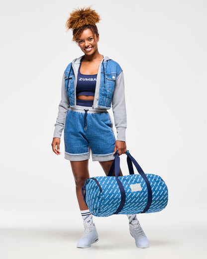Blue Jean Crop Zip-Up Hoodie