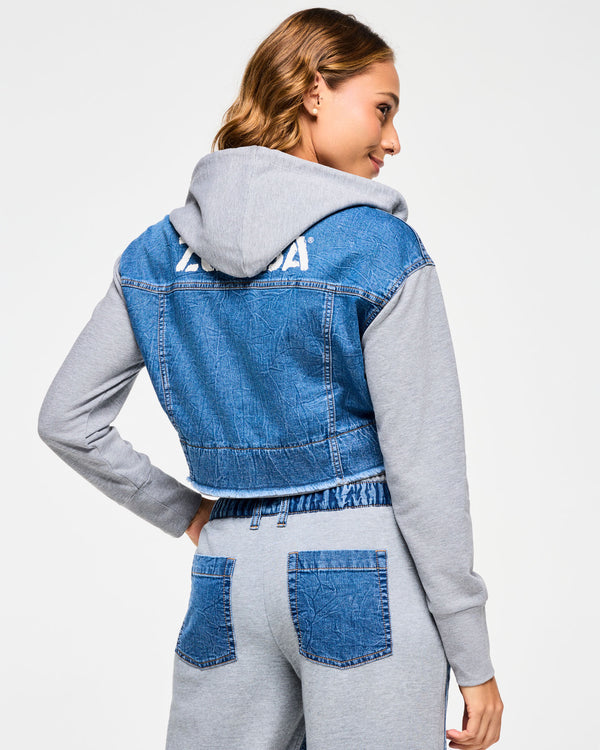 Blue Jean Crop Zip-Up Hoodie
