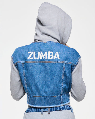 Blue Jean Crop Zip-Up Hoodie